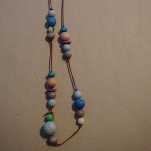 Unique boho wooden bead necklace